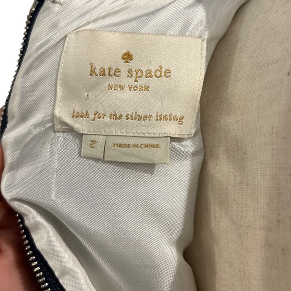 Kate Spade Holiday Stripe Fit & Flare Dress Navy White Black Size 2 - Picture 4 of 10